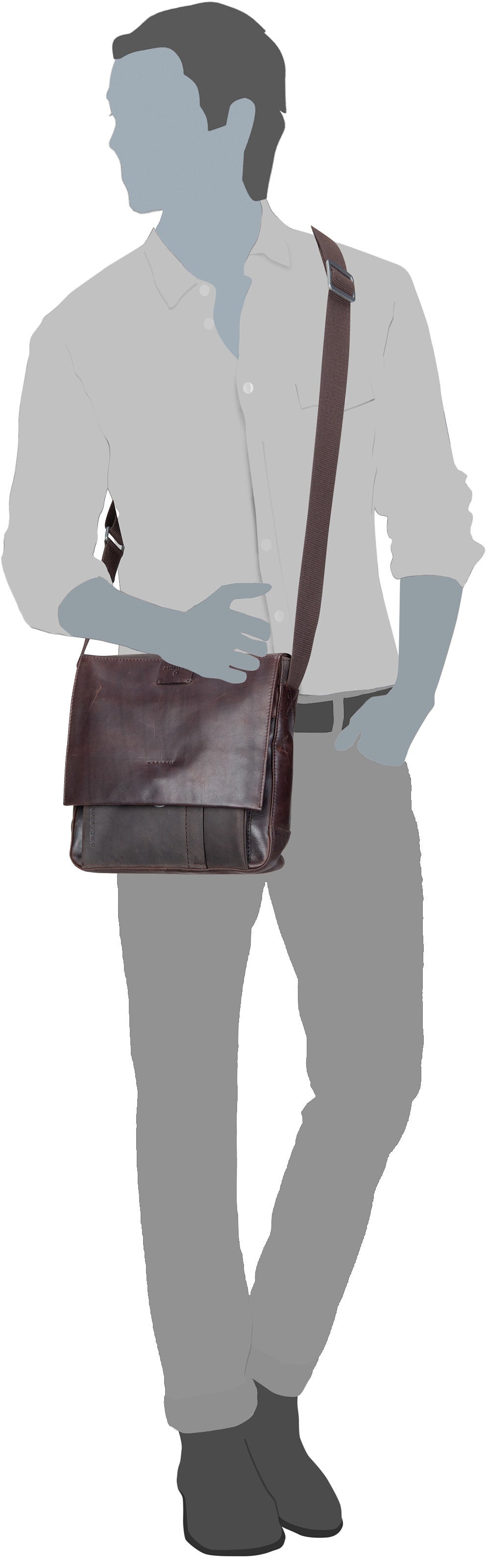 Strellson Brick Lane Jeremy SVF Dark Brown Crossbody Bag – Silhouettenansicht