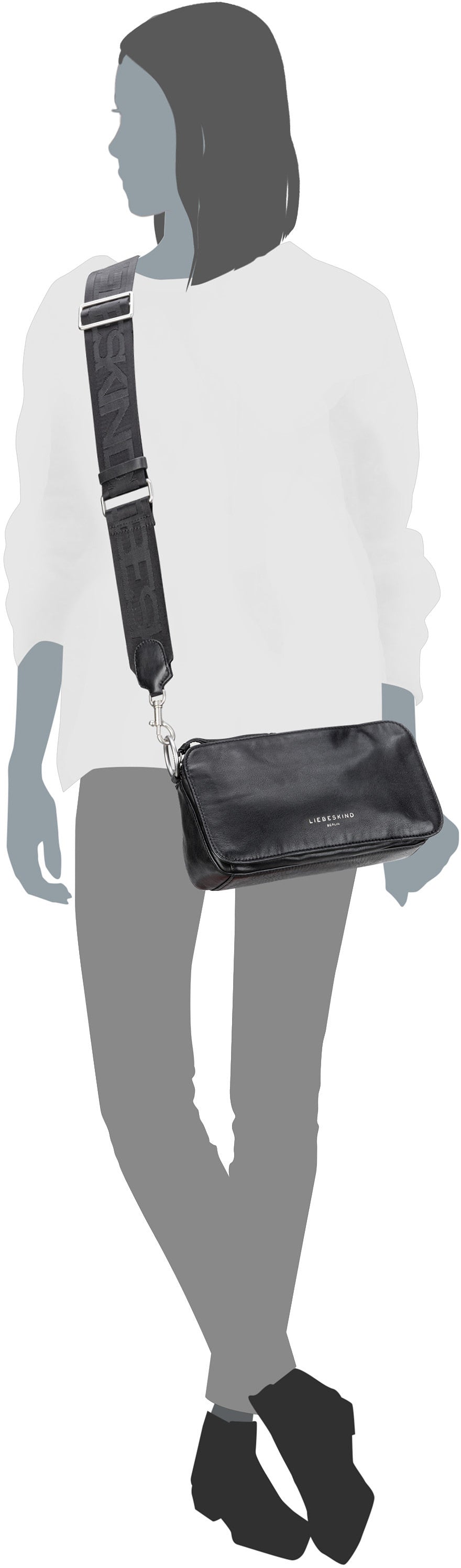 Liebeskind Berlin Basic Clarice M Neutral Grey Crossbody Bag – Silhouettenansicht
