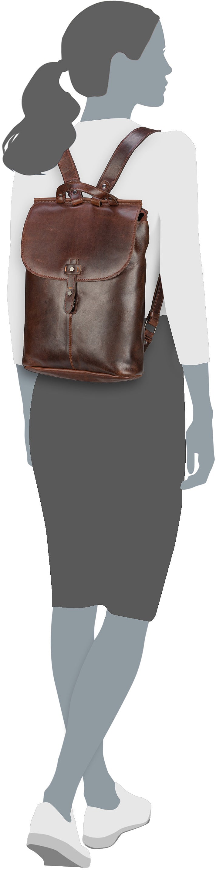Harold's Aberdeen Braun Rucksack – Silhouettenansicht