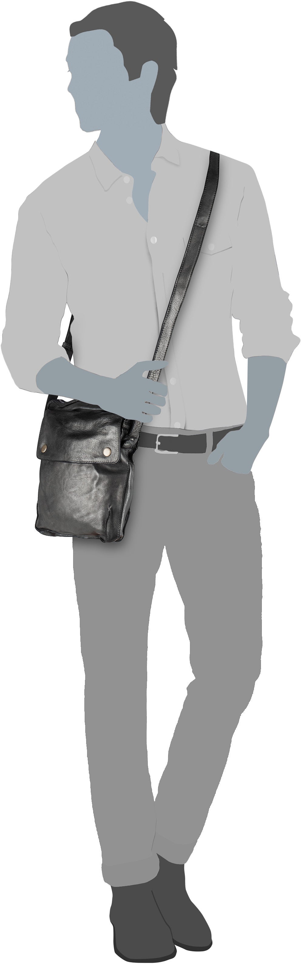 Harold's Submarine M Cognac Crossbody Bag – Silhouettenansicht