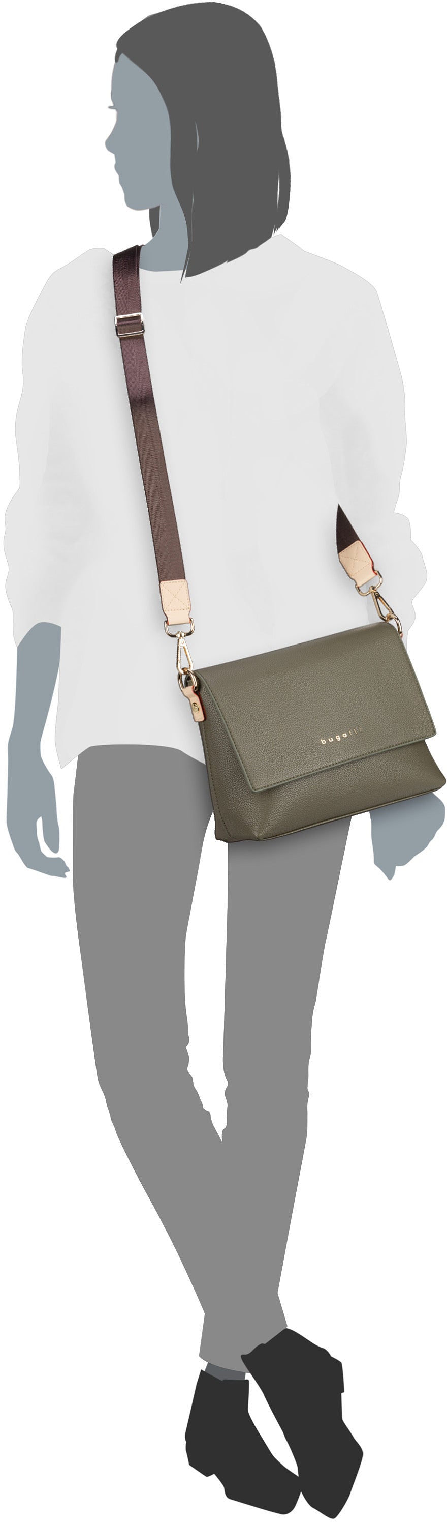 Bugatti Ella Shoulder Bag Schwarz Crossbody Bag – Silhouettenansicht