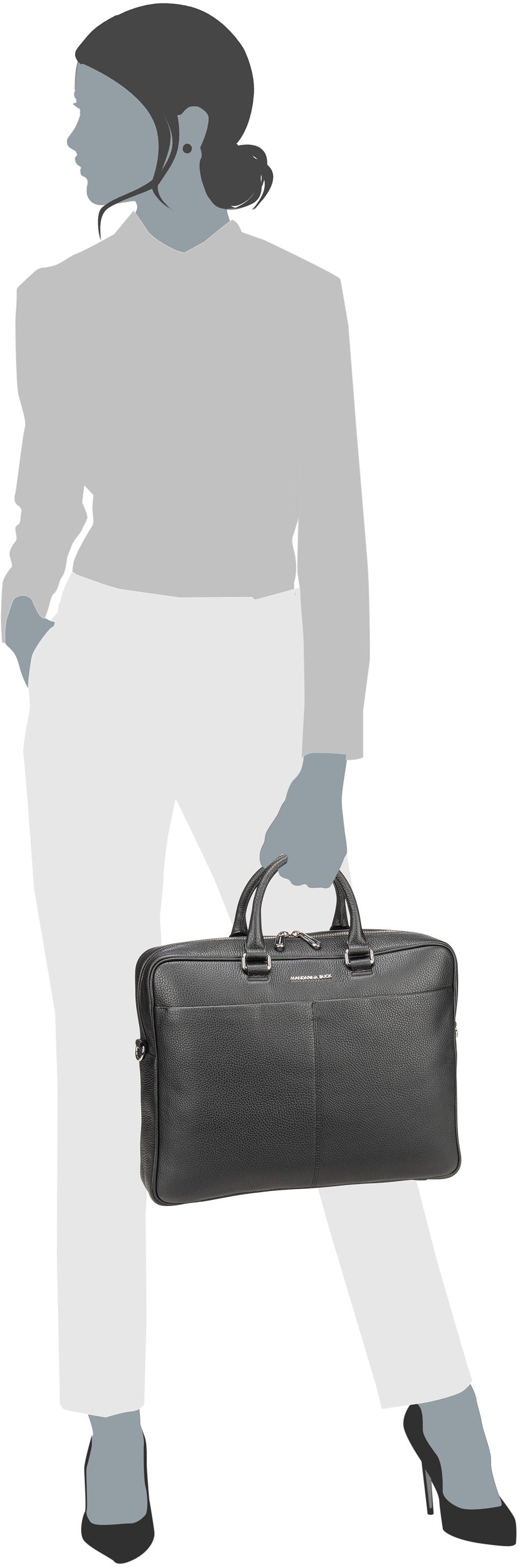Mandarina Duck Mellow Urban MWC01 Nero Aktentasche – Silhouettenansicht