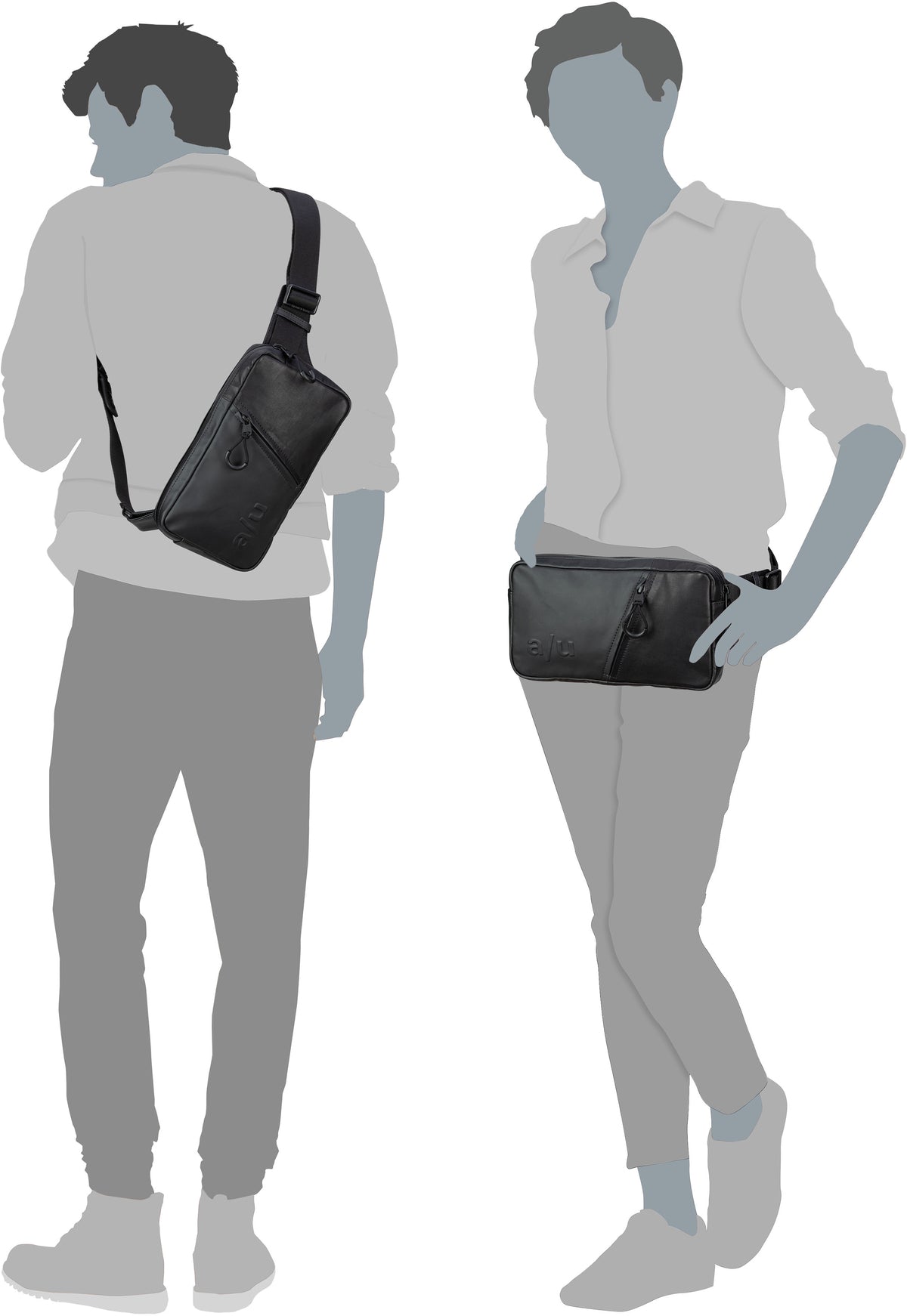 aunts & uncles Mito Nishi Anthracite Black Bauchtasche – Silhouettenansicht