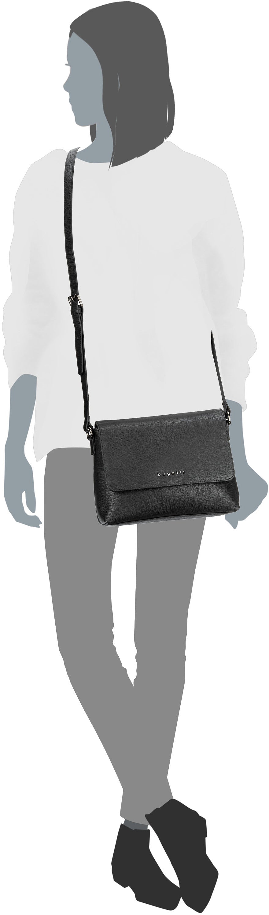 Bugatti Bella Schwarz Crossbody Bag – Silhouettenansicht