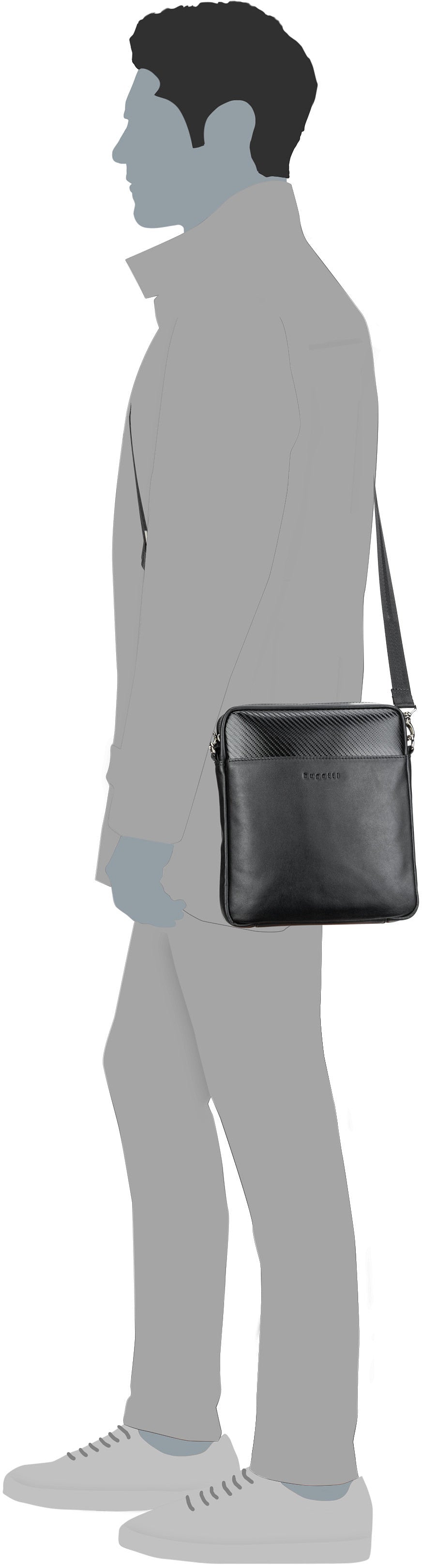 Bugatti Comet Schwarz Crossbody Bag – Silhouettenansicht