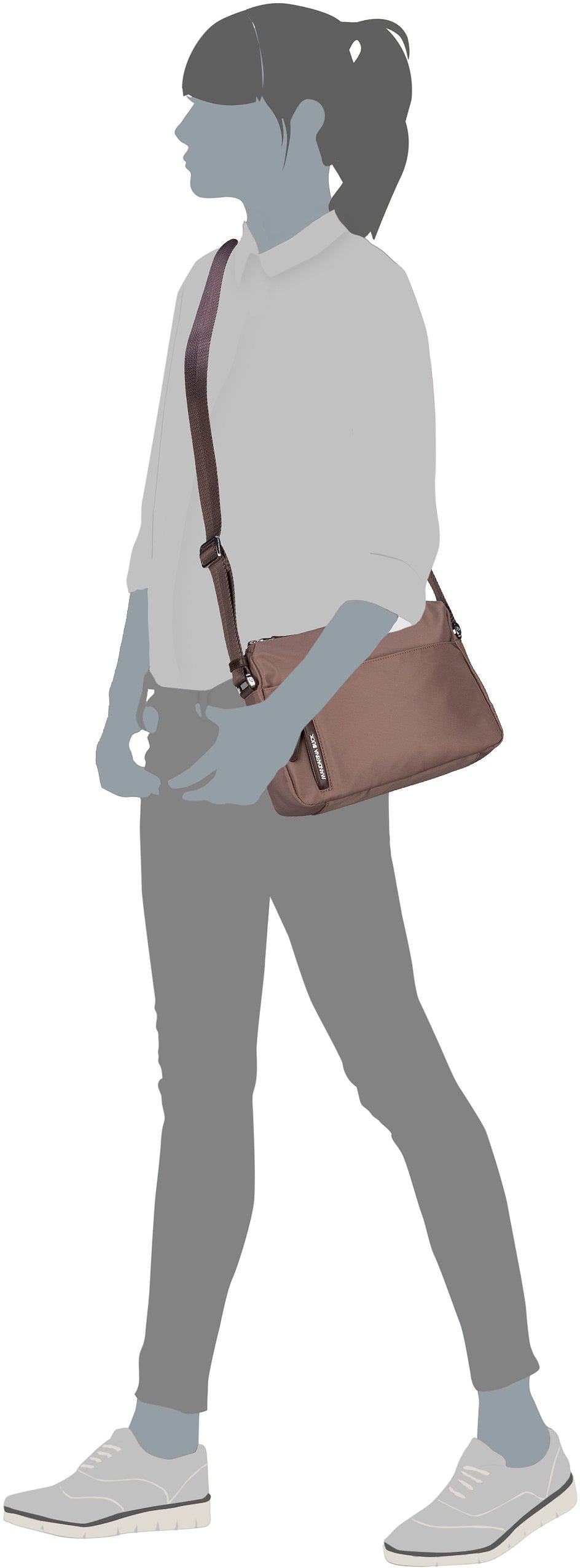Mandarina Duck Hunter Medium VCT35 Black Crossbody Bag – Silhouettenansicht