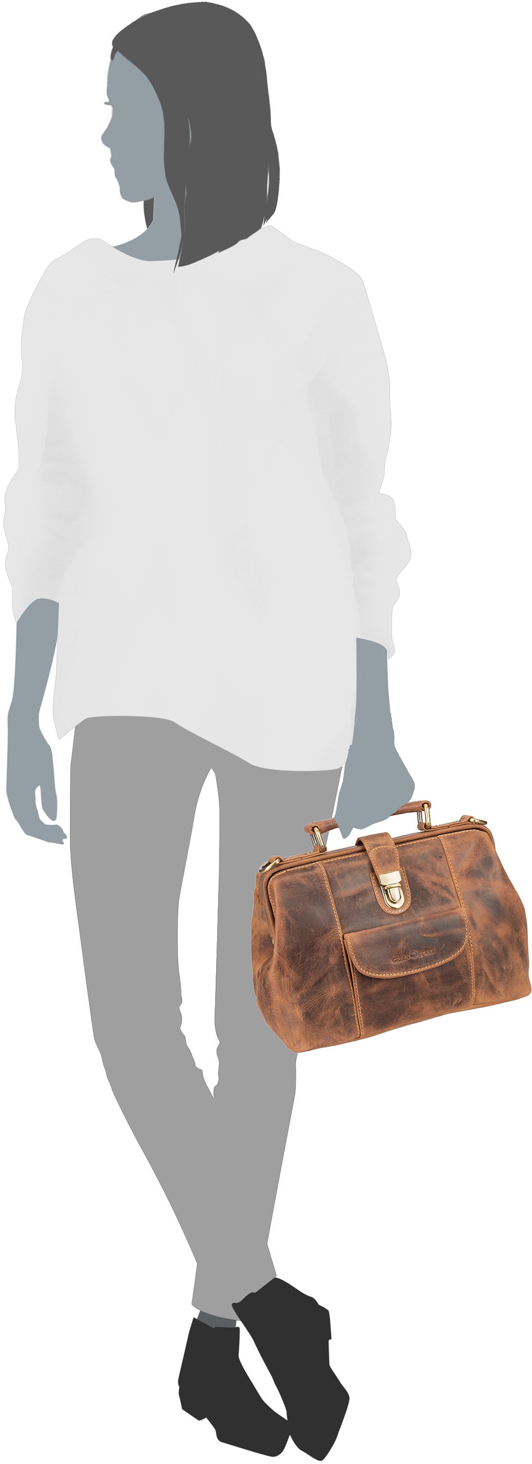 Greenburry Vintage 1584M Sattelbraun Bowling Bag – Silhouettenansicht