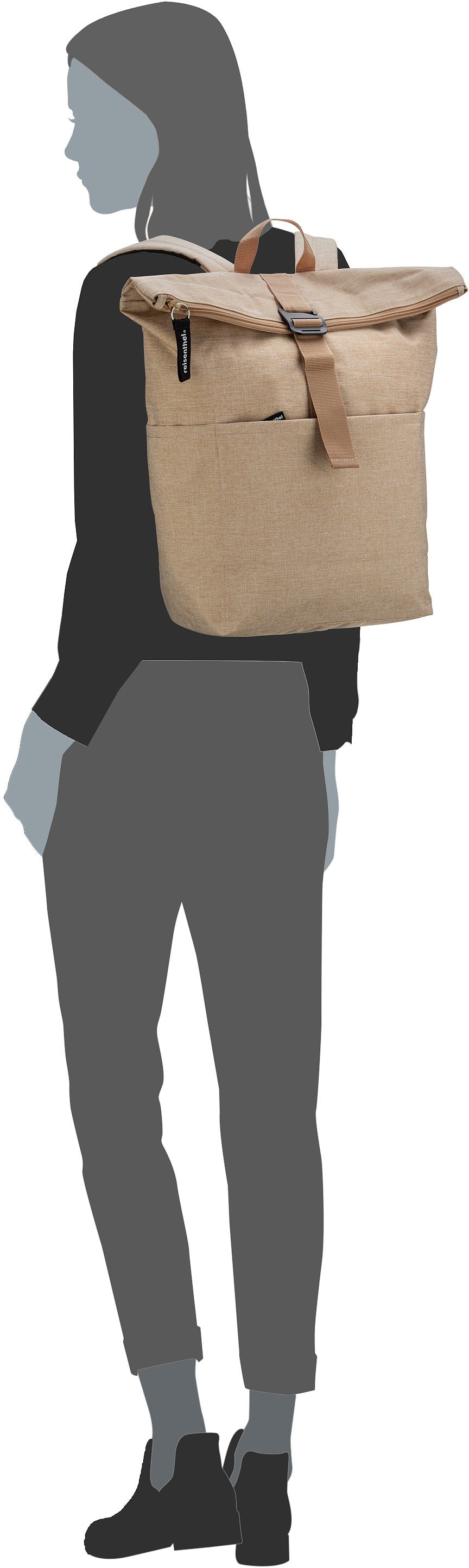 reisenthel rolltop Twist Coffee Rolltop Rucksack – Silhouettenansicht