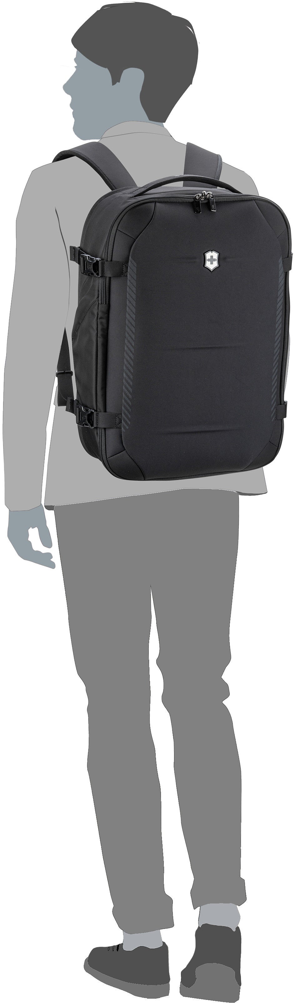 Victorinox Crosslight Boarding Bag Black Reiserucksack – Silhouettenansicht