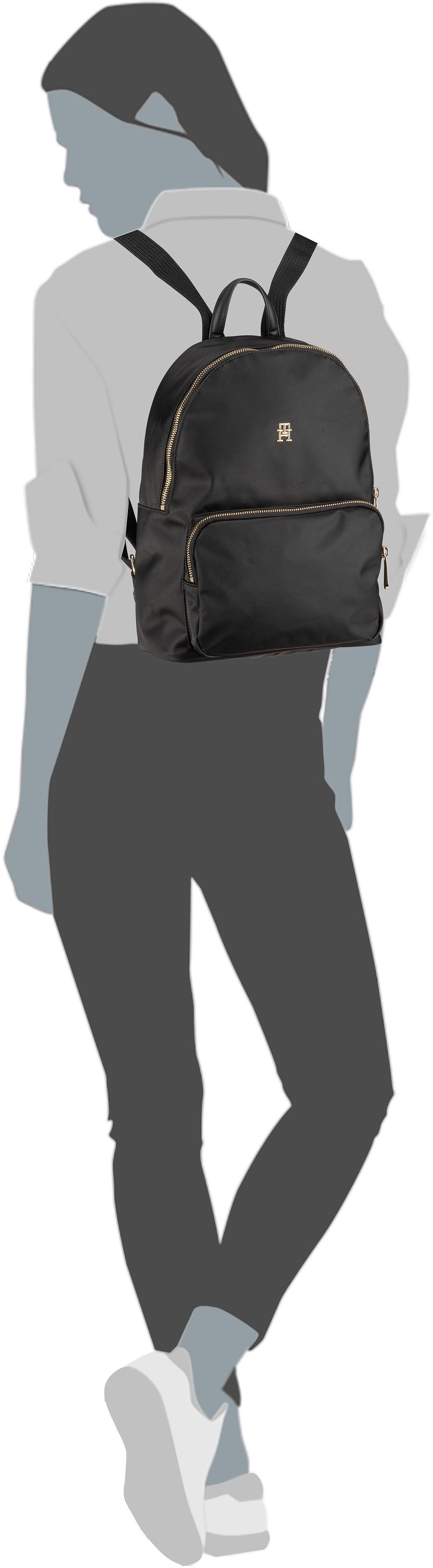 Tommy Hilfiger Poppy Flag Black Rucksack – Silhouettenansicht