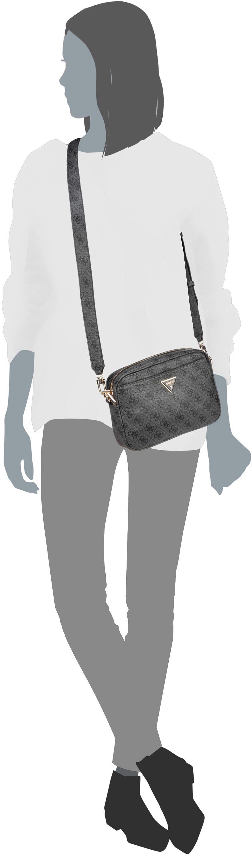 Guess Meridian II 74140 Logo Latte Crossbody Bag – Silhouettenansicht
