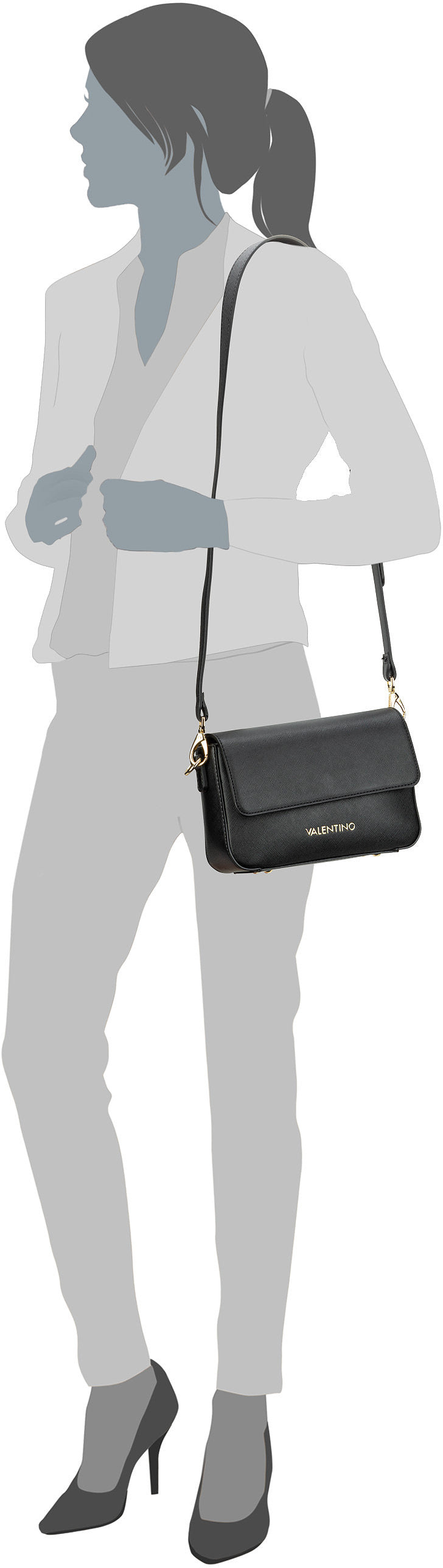 Valentino Zero RE Flap Bag 303 Bianco Crossbody Bag – Silhouettenansicht