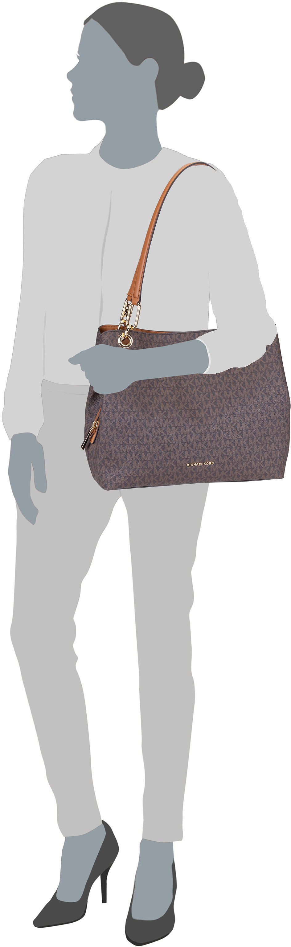 Michael Kors Kensington Large Shoulder Tote Brown/Acorn Umhängetasche – Silhouettenansicht