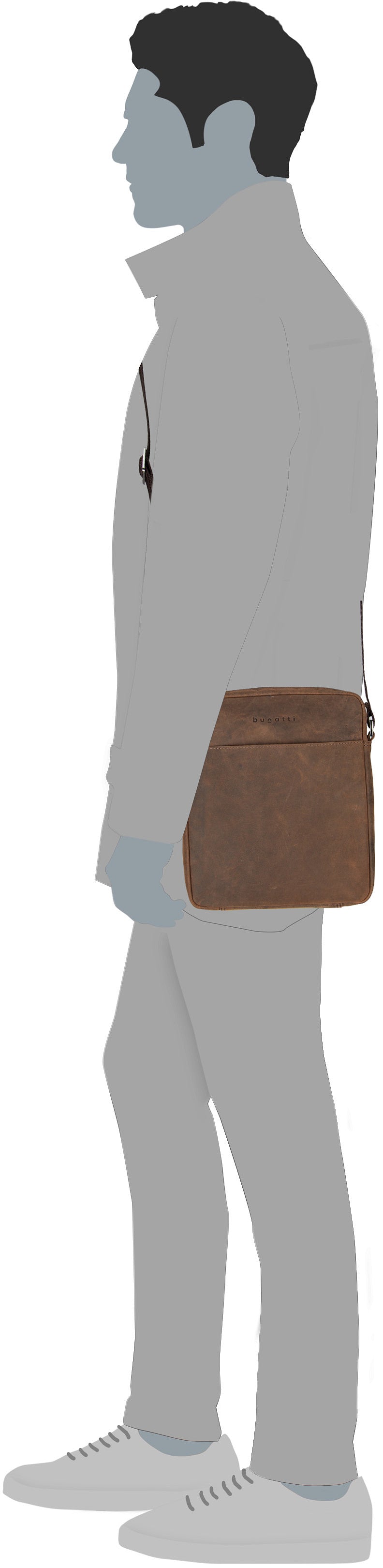 Bugatti Luca Schwarz Crossbody Bag – Silhouettenansicht