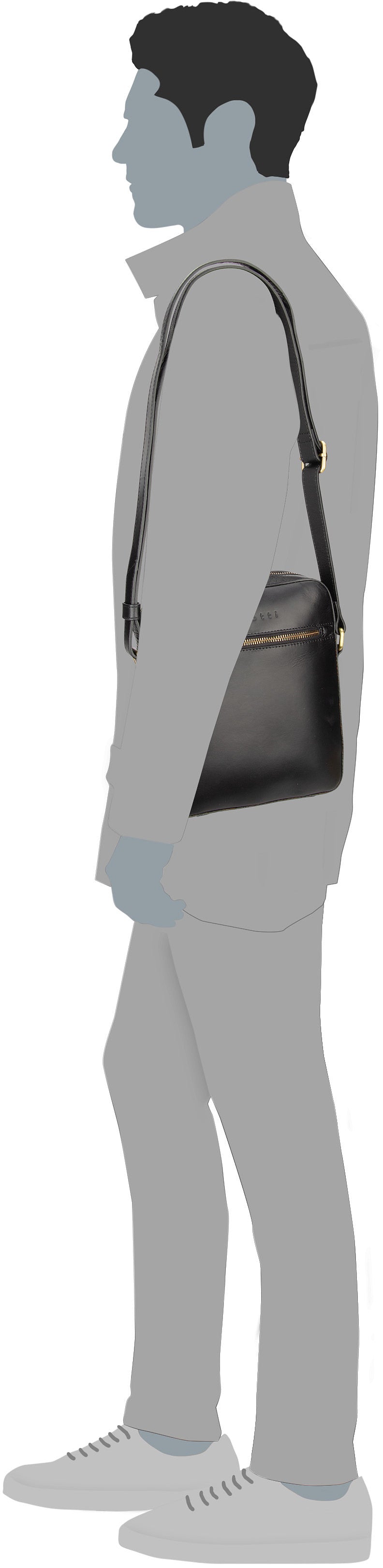 Bugatti Remo Small I Cognac Crossbody Bag – Silhouettenansicht
