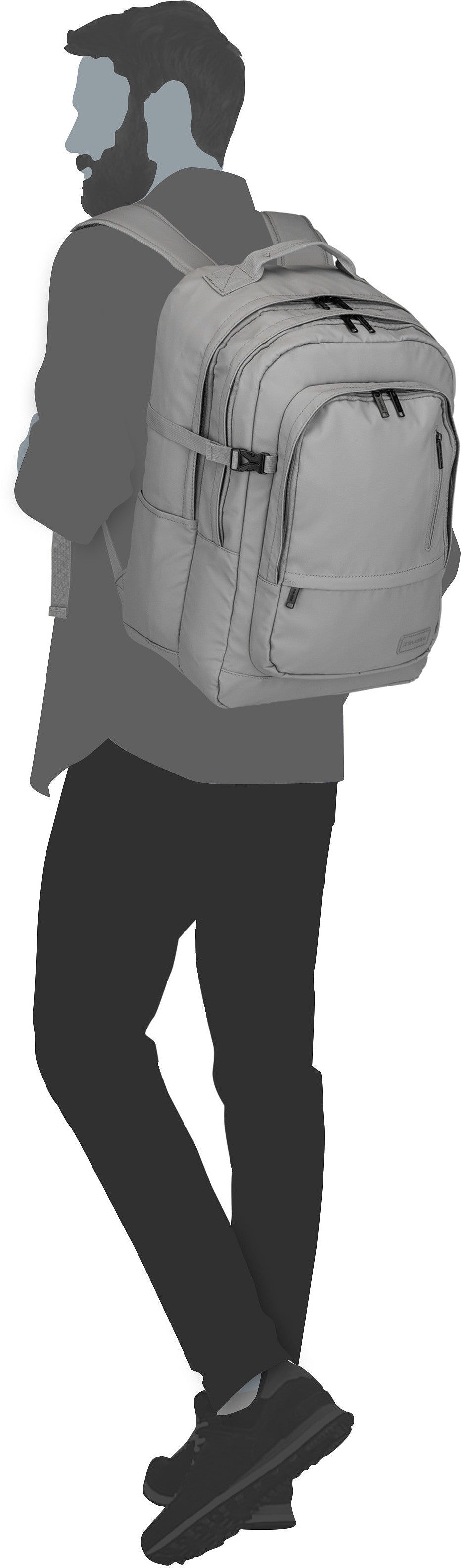 travelite Basics Rollup Daypack Schwarz Rucksack – Silhouettenansicht