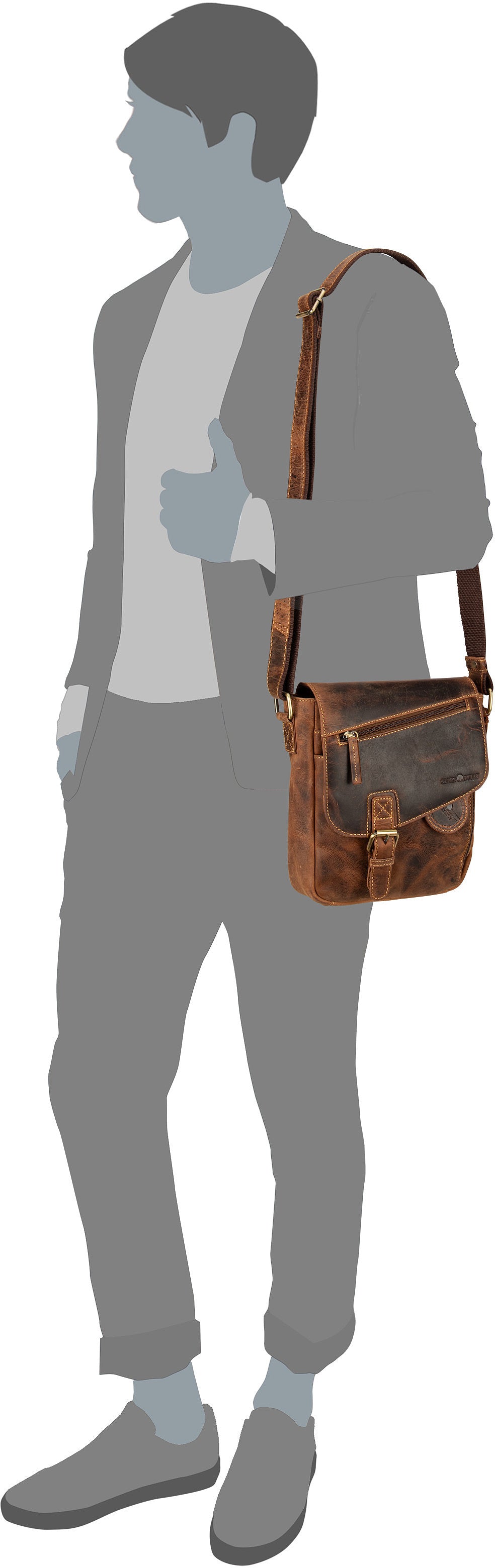 Greenburry Vintage 1540 Revolver Bag S Sattelbraun Crossbody Bag – Silhouettenansicht