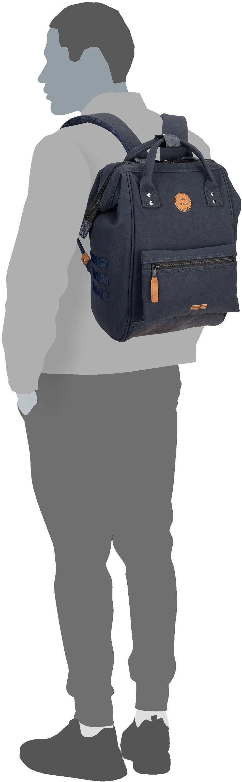 Cabaia Adventurer Vegan Nubuck Medium Galway Rucksack – Silhouettenansicht
