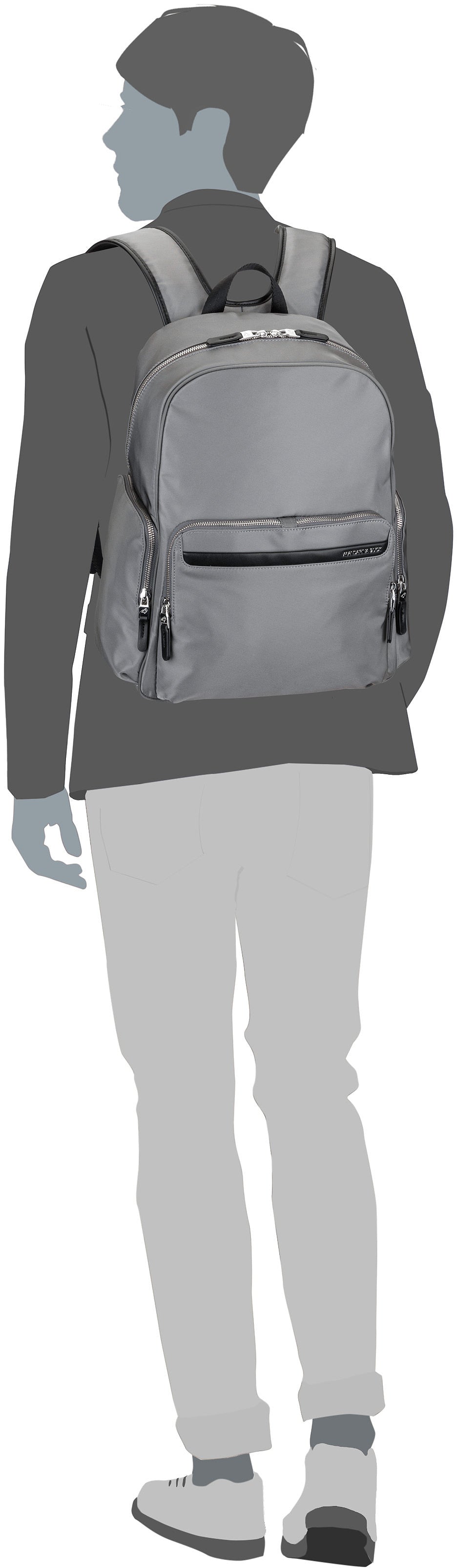 Mandarina Duck Hunter Urban HWT01 Smoked Pearl Rucksack – Silhouettenansicht