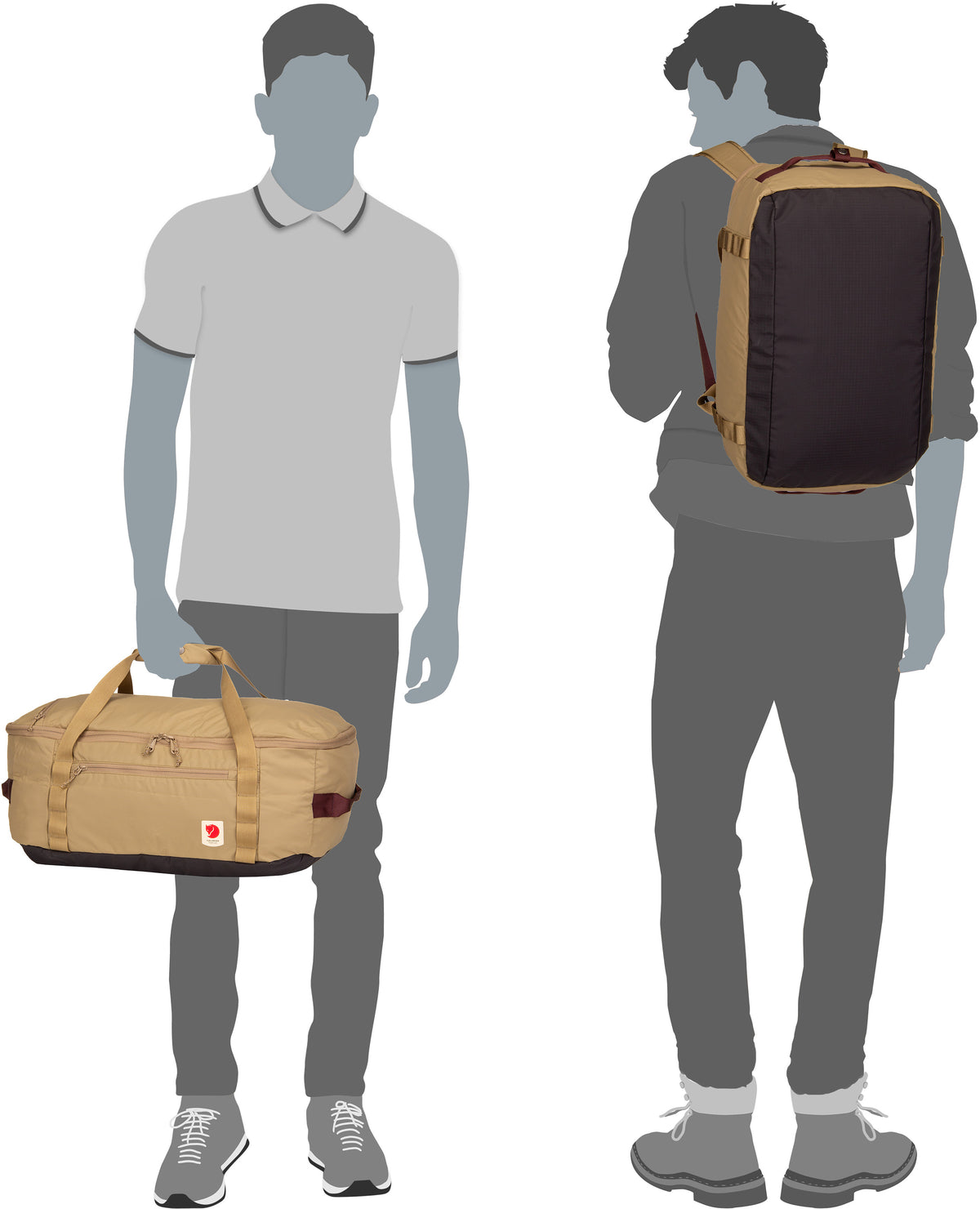 Fjällräven High Coast Duffel 36 Clay Dufflebag – Silhouettenansicht