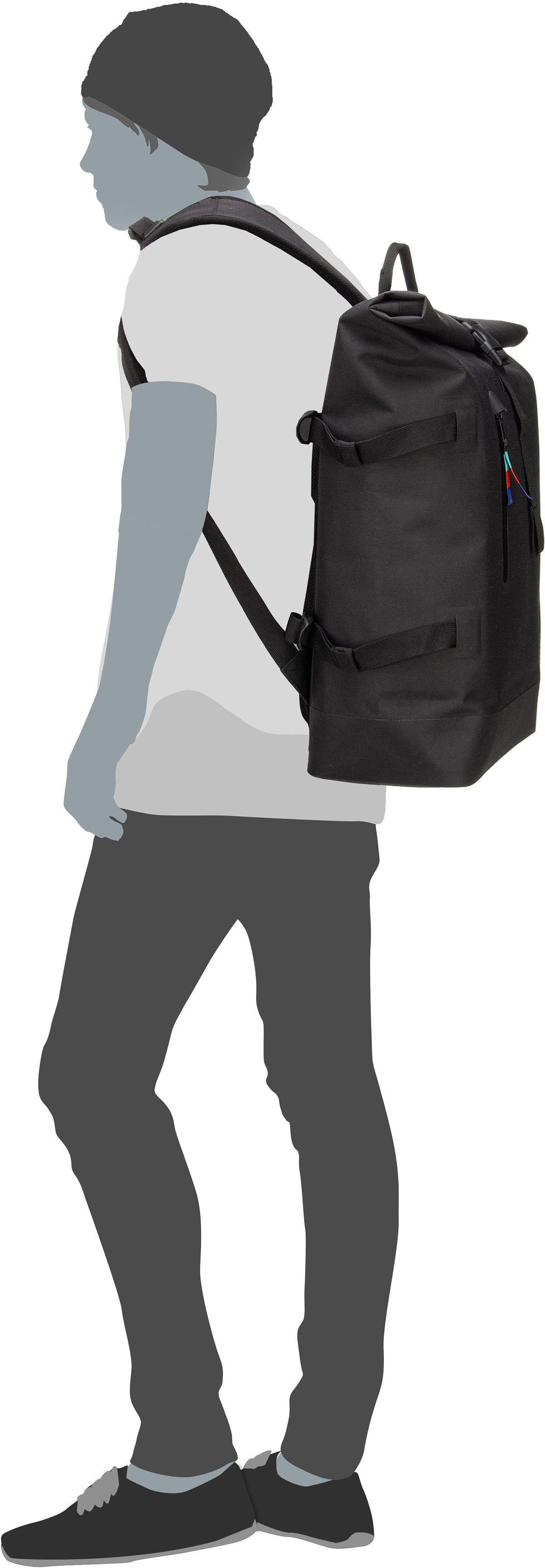 GOT BAG Rolltop 2.0 Black Rolltop Rucksack – Silhouettenansicht
