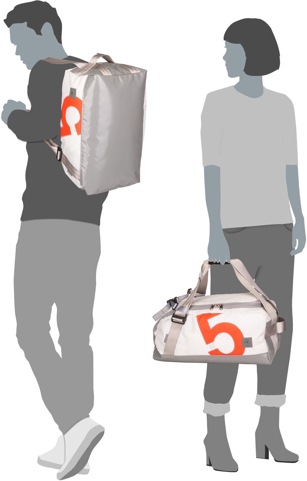 360Grad Container Zahl Orange Dufflebag – Silhouettenansicht