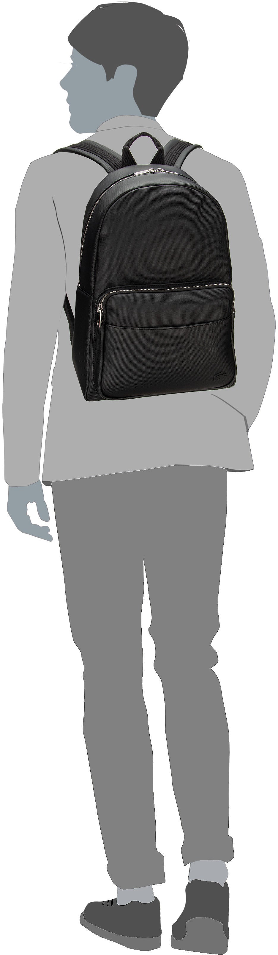 Lacoste Men's Classic 4430 Noir Rucksack – Silhouettenansicht