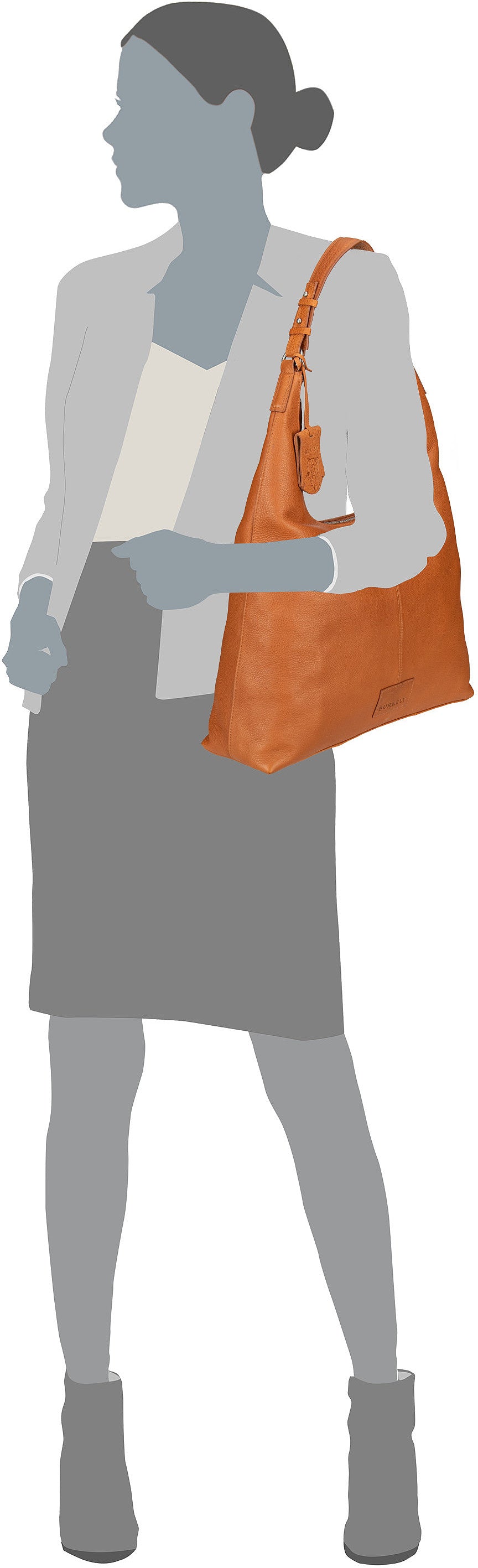 Burkely Soft Skylar 1000333 Grey Hobo Bag – Silhouettenansicht