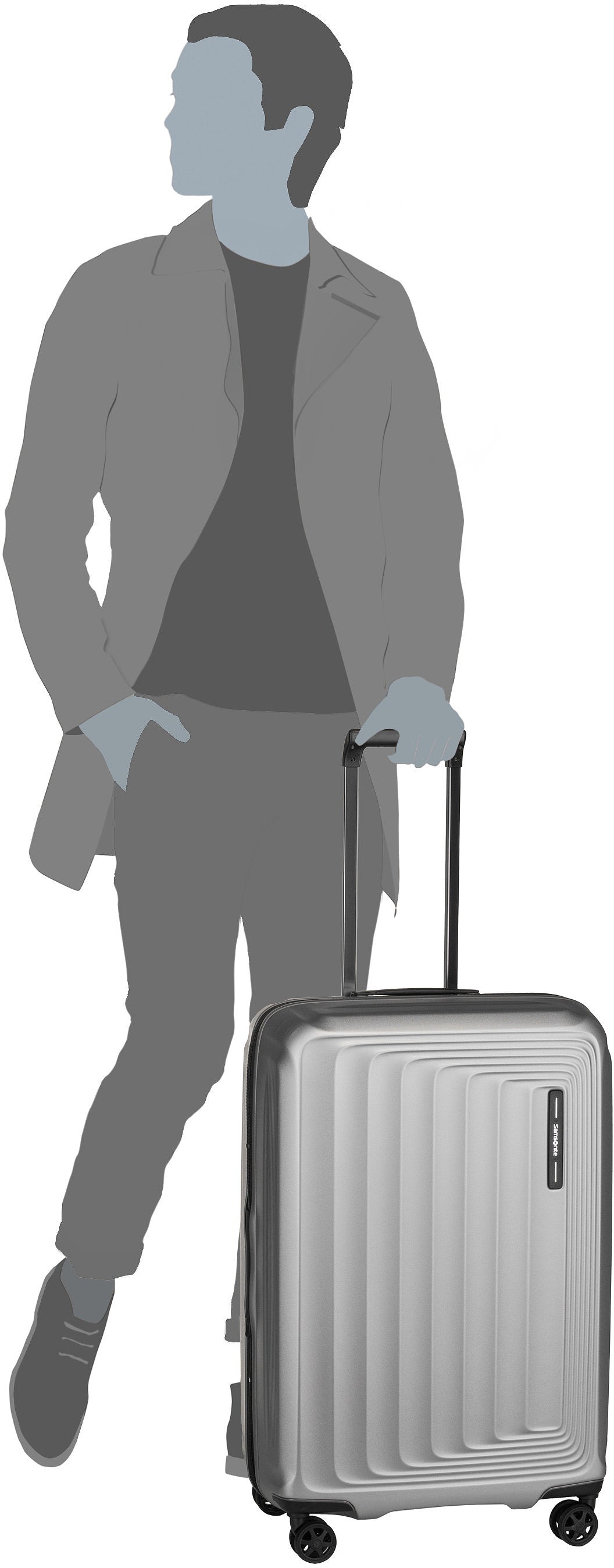 Samsonite Nuon Spinner 69 EXP Metallic Dark Blue Koffer – Silhouettenansicht