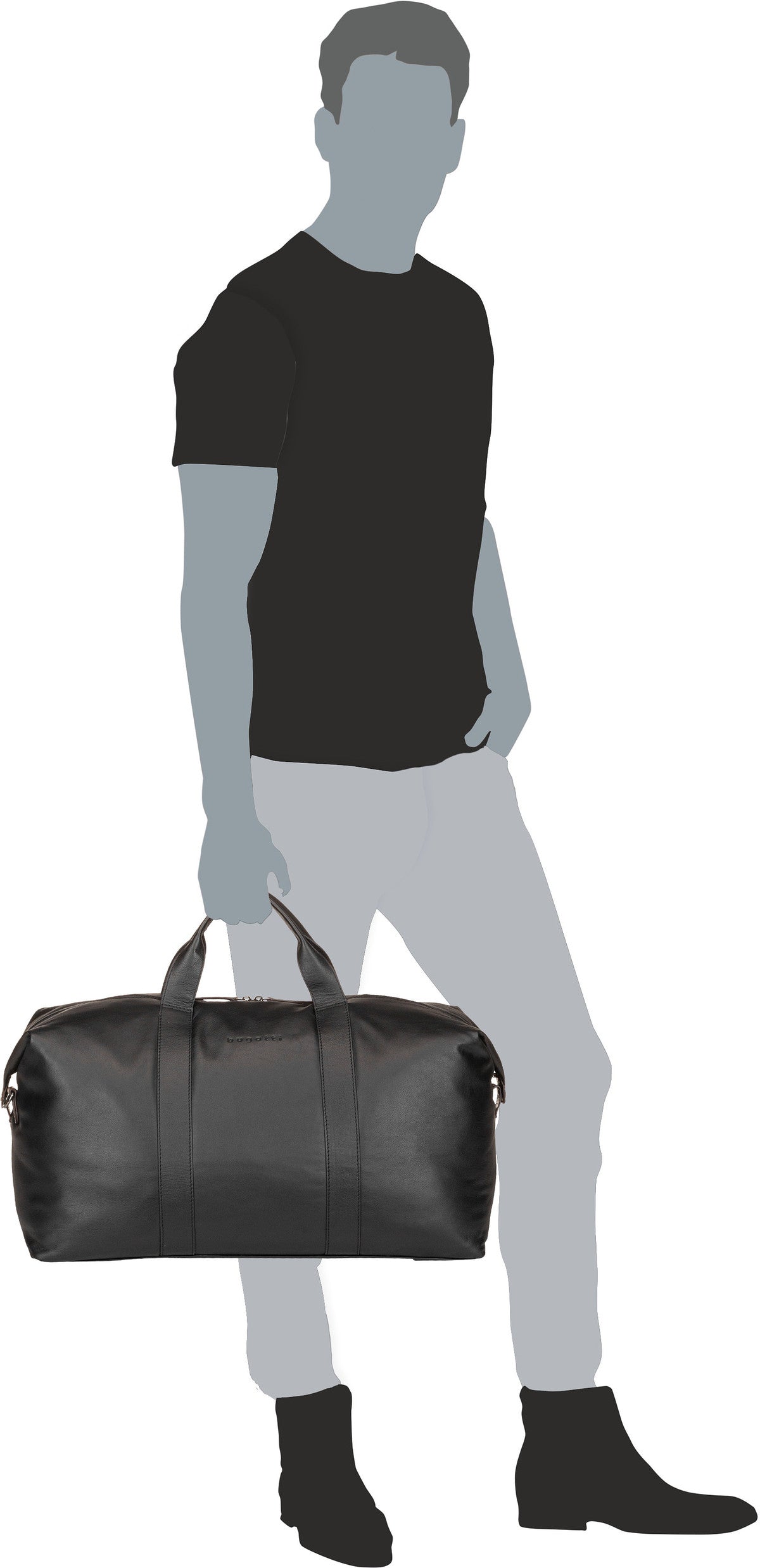 Bugatti Corso DeLuxe 1657 Schwarz Weekender – Silhouettenansicht