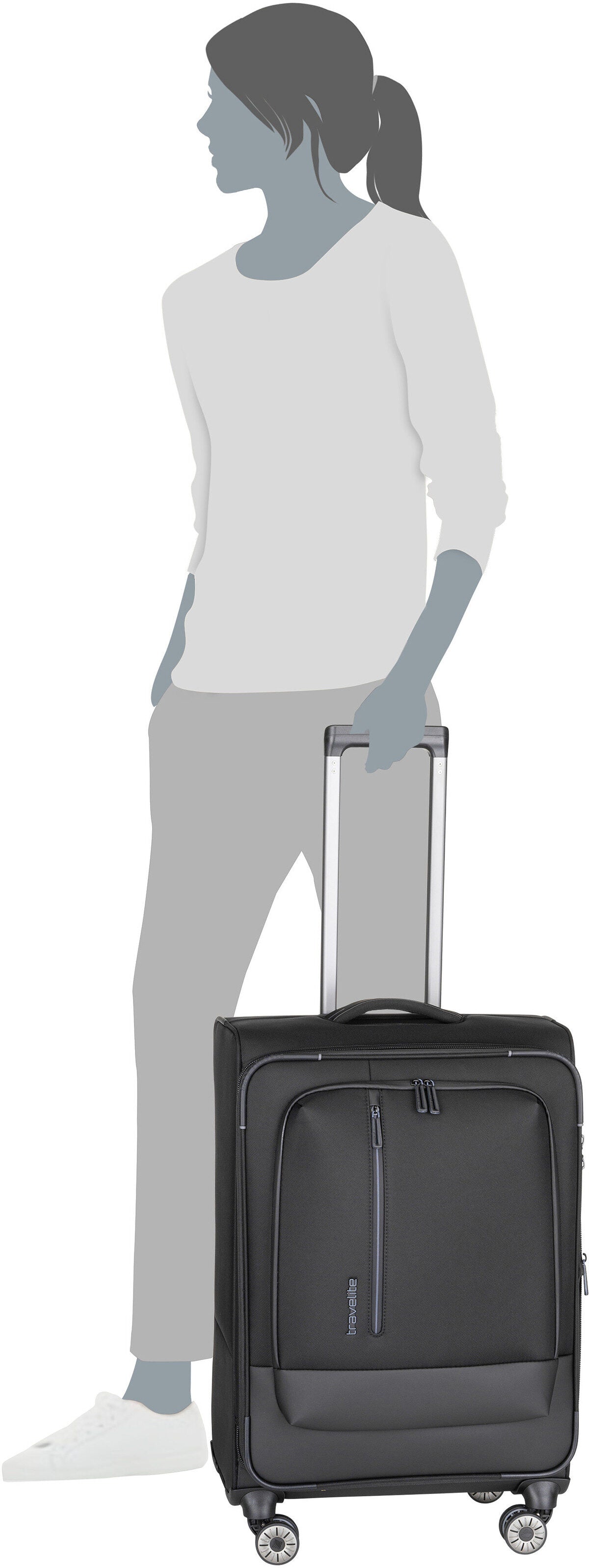 travelite Crosslite 4w Trolley M Natur Koffer – Silhouettenansicht