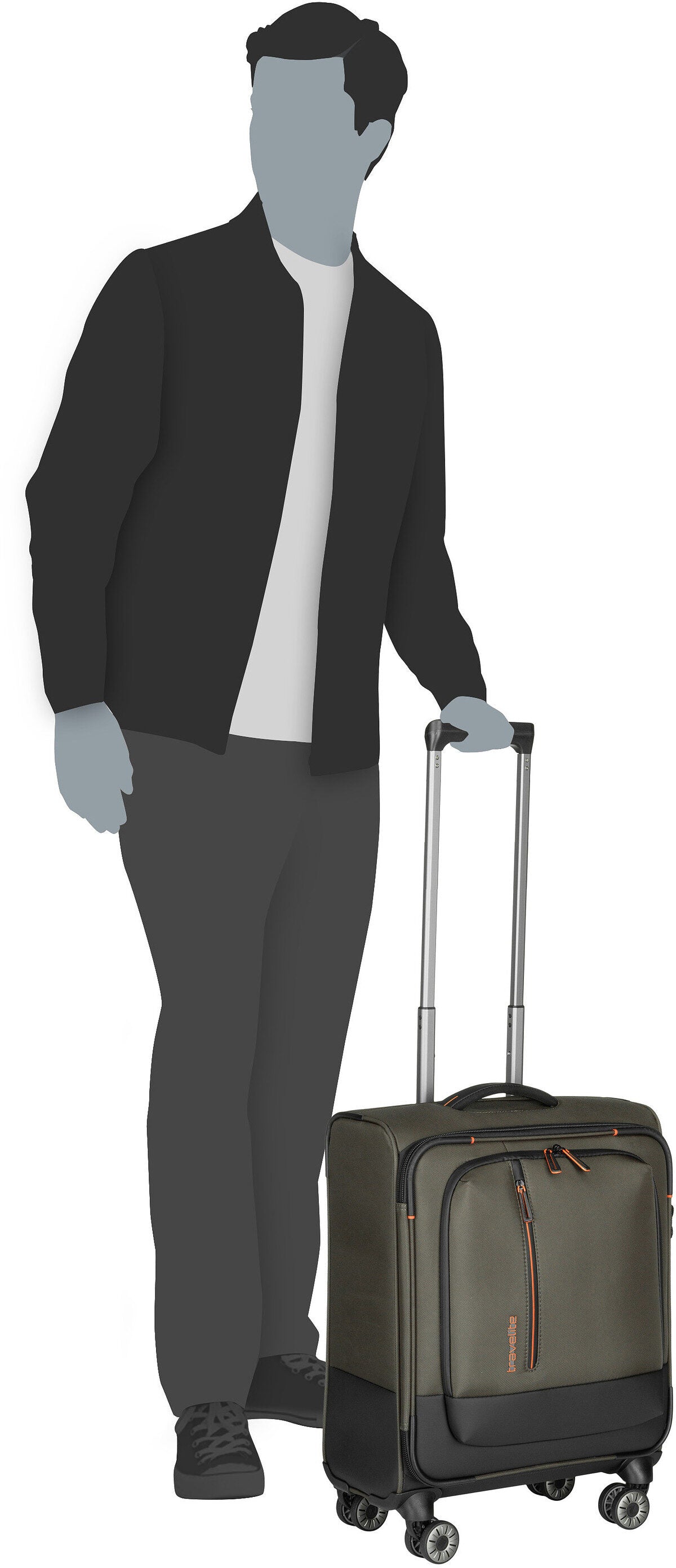 travelite Crosslite 4w Trolley S Oliv Koffer – Silhouettenansicht