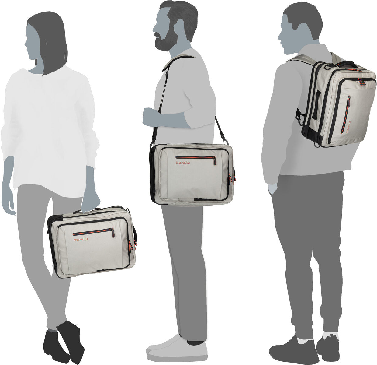 travelite Crosslite Bord Oliv Rucksack – Silhouettenansicht