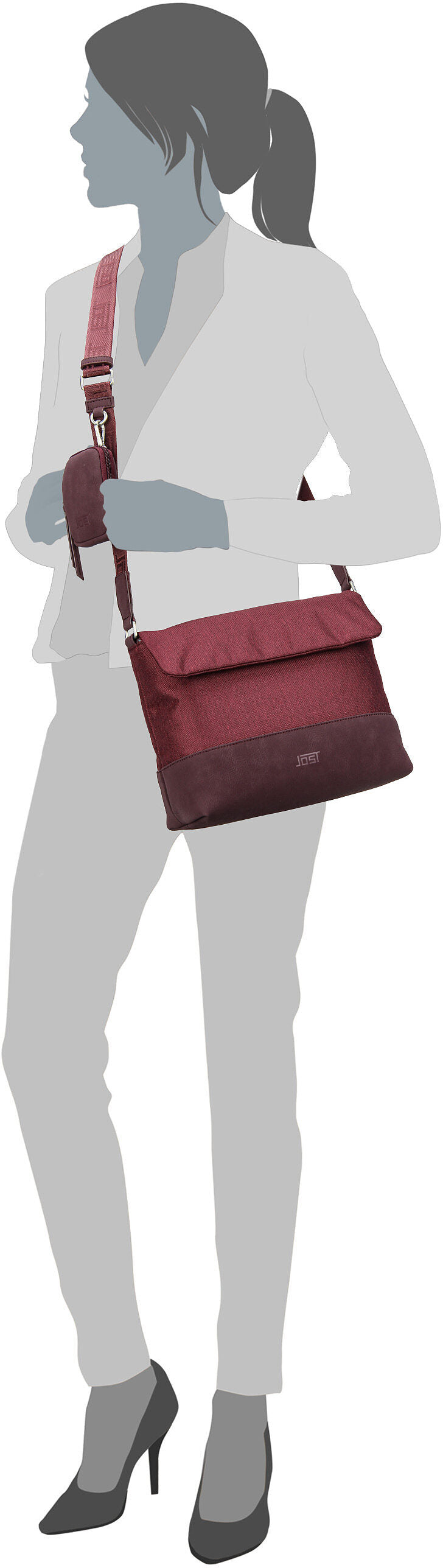 Jost Andoya 6041 Taupe Crossbody Bag – Silhouettenansicht
