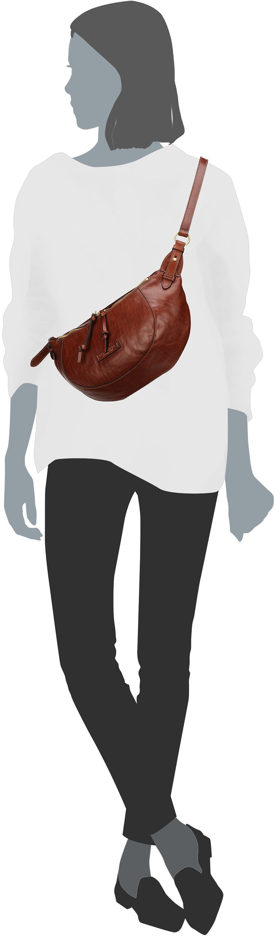 The Bridge Story Donna Bum Bag 4103 Marrone/Oro Sling Bag – Silhouettenansicht
