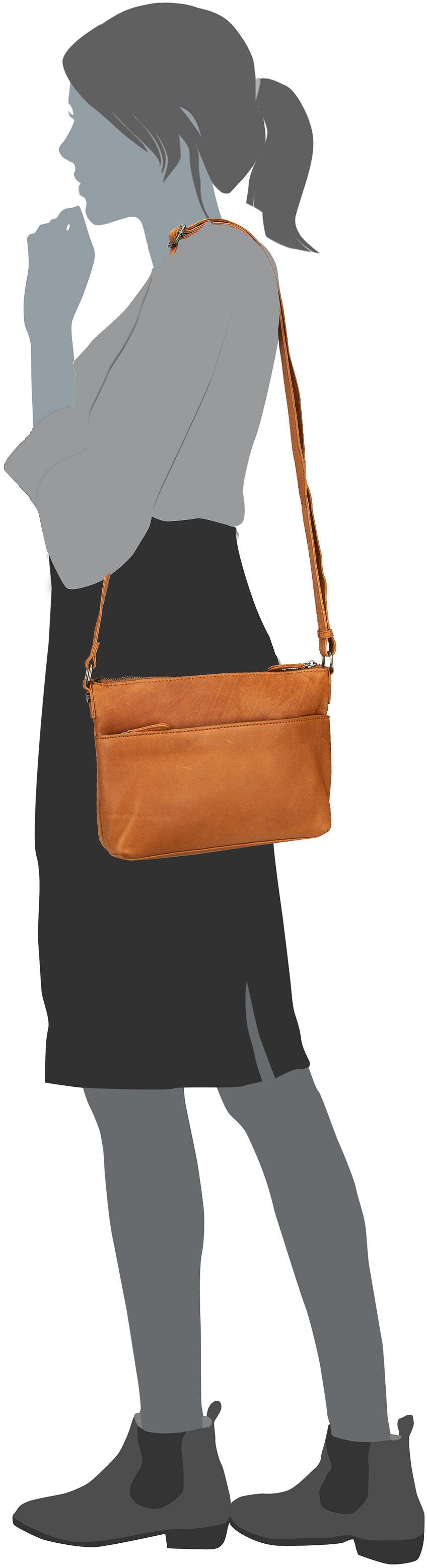 The Chesterfield Brand Durban 1316 Black Crossbody Bag – Silhouettenansicht