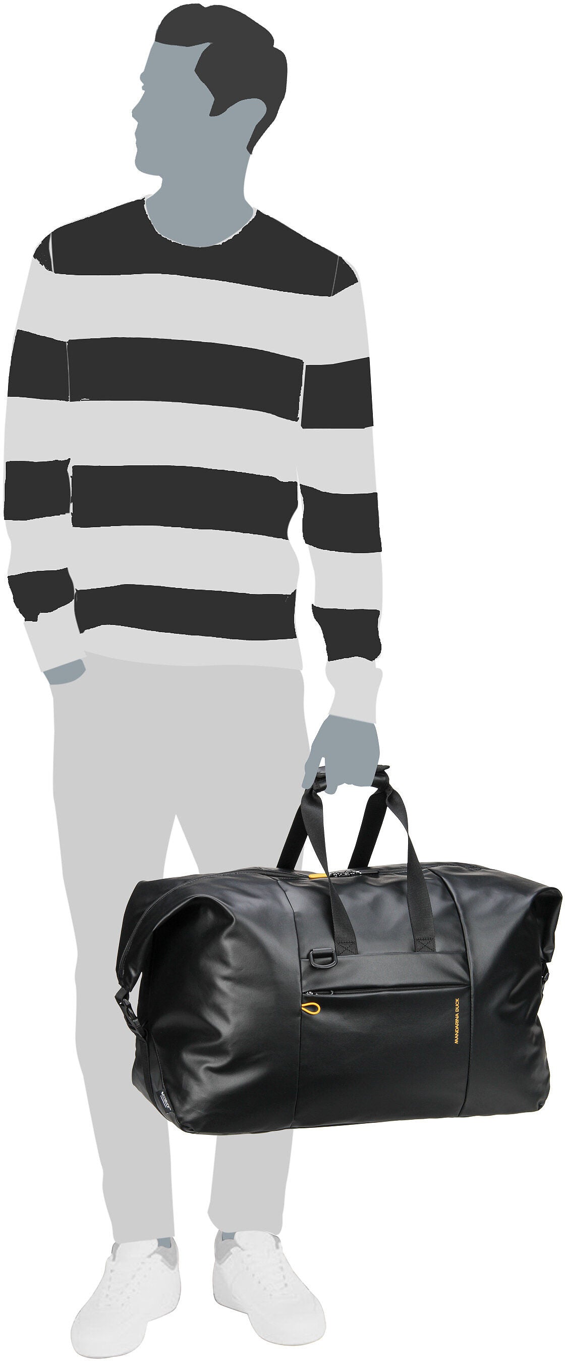 Mandarina Duck Eco Coated Duffle OSB02 Duck Yellow Dufflebag – Silhouettenansicht