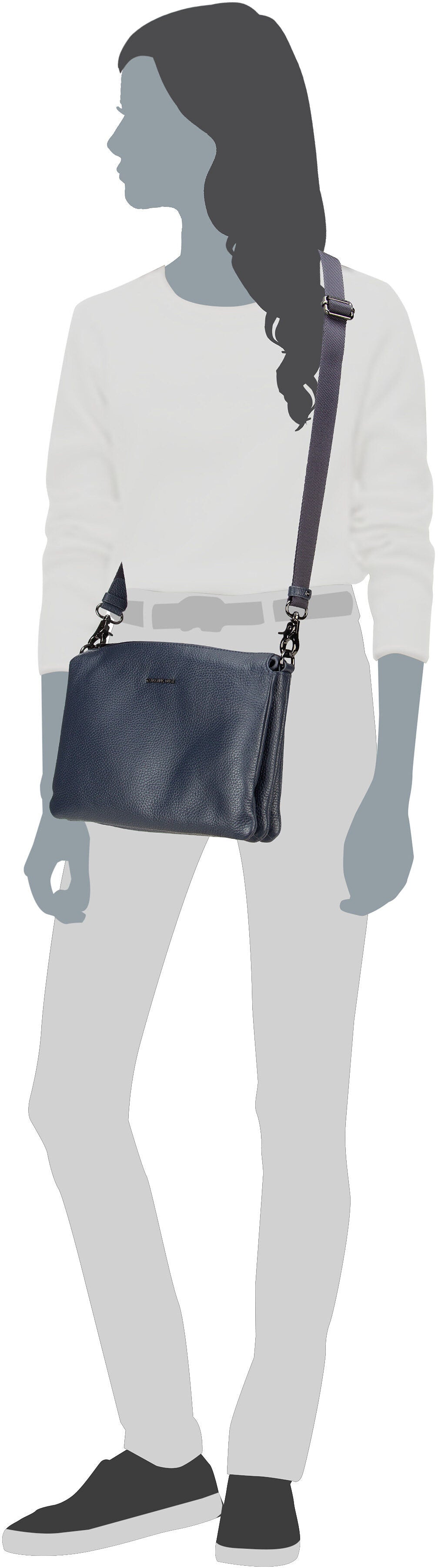 Mandarina Duck Mellow Leather FZT12 Nero Crossbody Bag – Silhouettenansicht