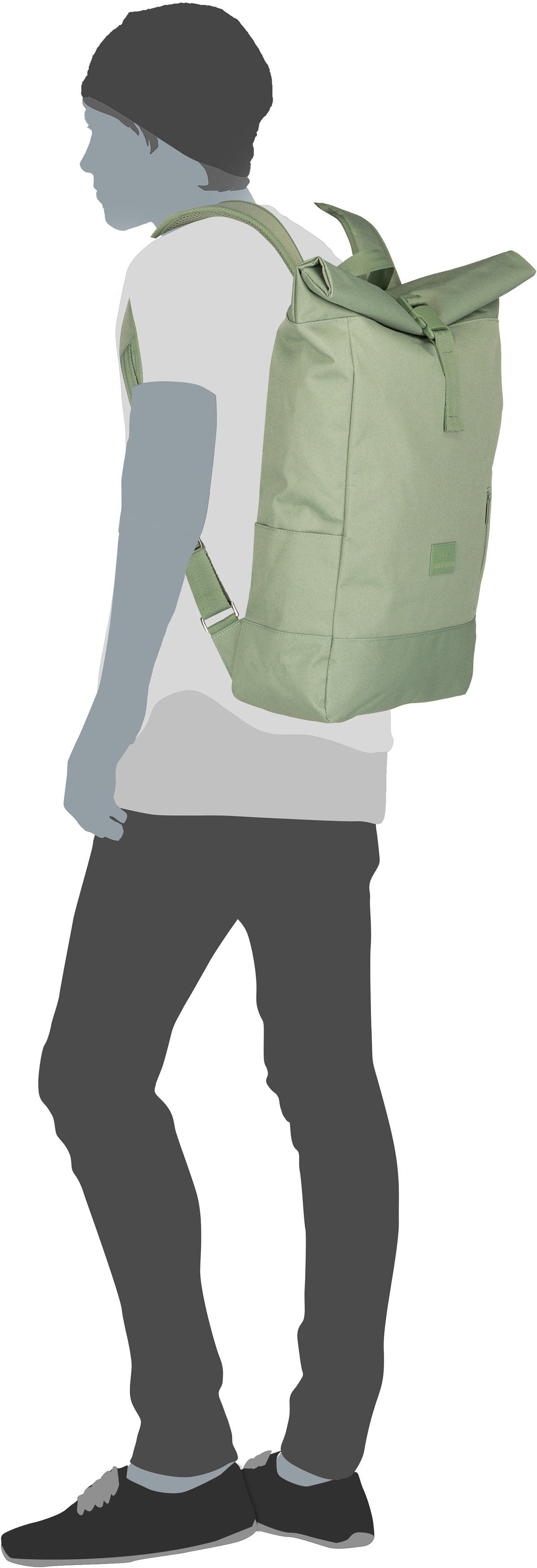 Johnny Urban Robin Large Dunkelgrau Rolltop Rucksack – Silhouettenansicht