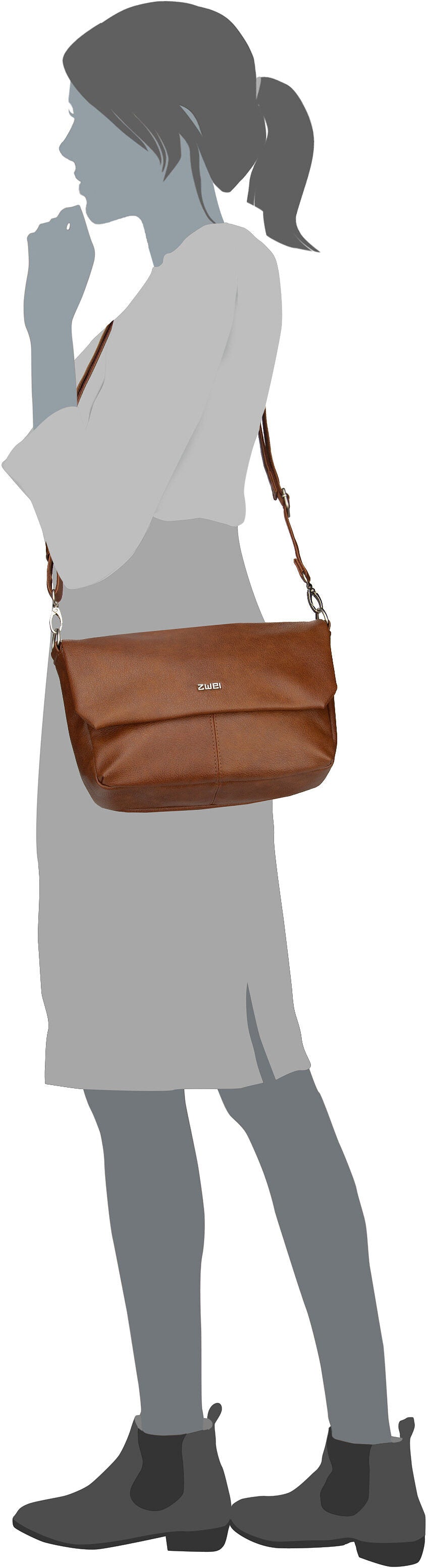 zwei Mademoiselle M60 Nubuk/Blue Messenger Bag – Silhouettenansicht