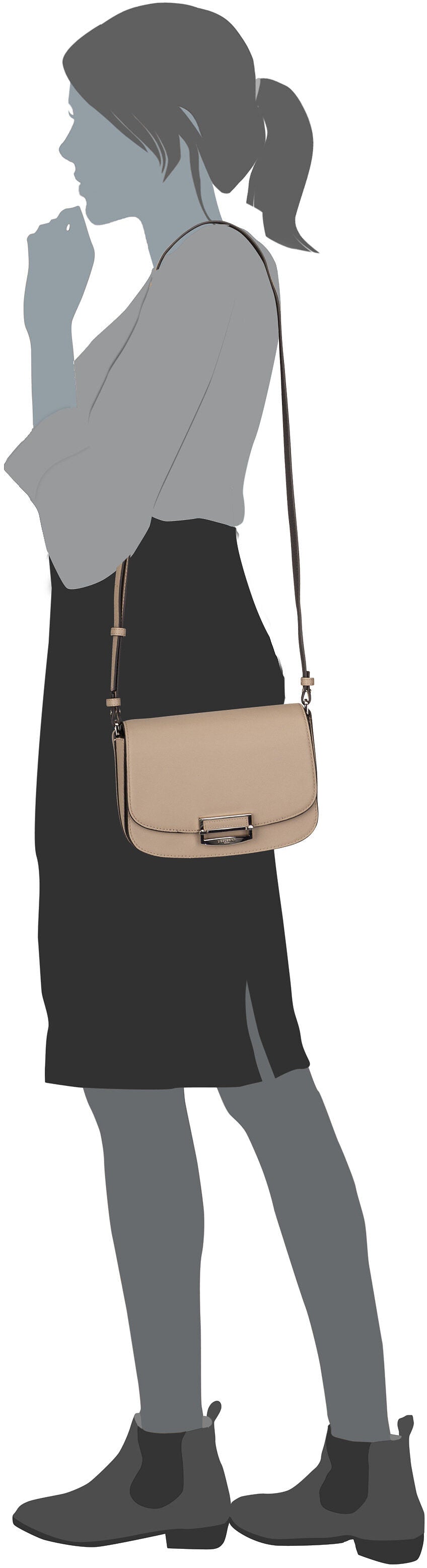 Liebeskind Berlin Ezra 2146526 Stone Saddle Bag – Silhouettenansicht