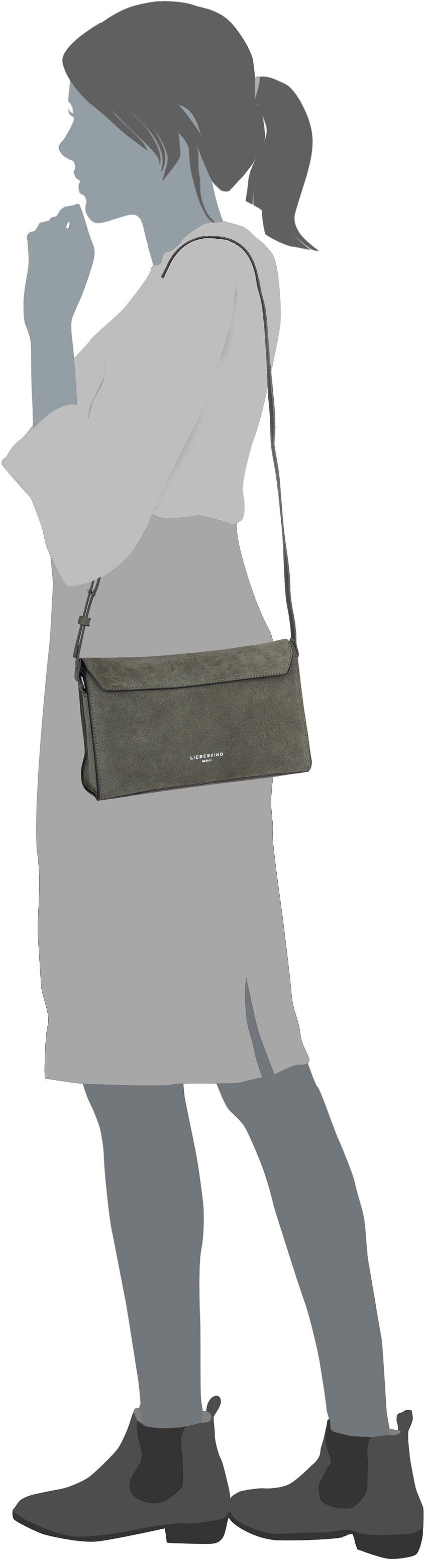 Liebeskind Berlin Lora Suede 2151968 Stone Crossbody Bag – Silhouettenansicht