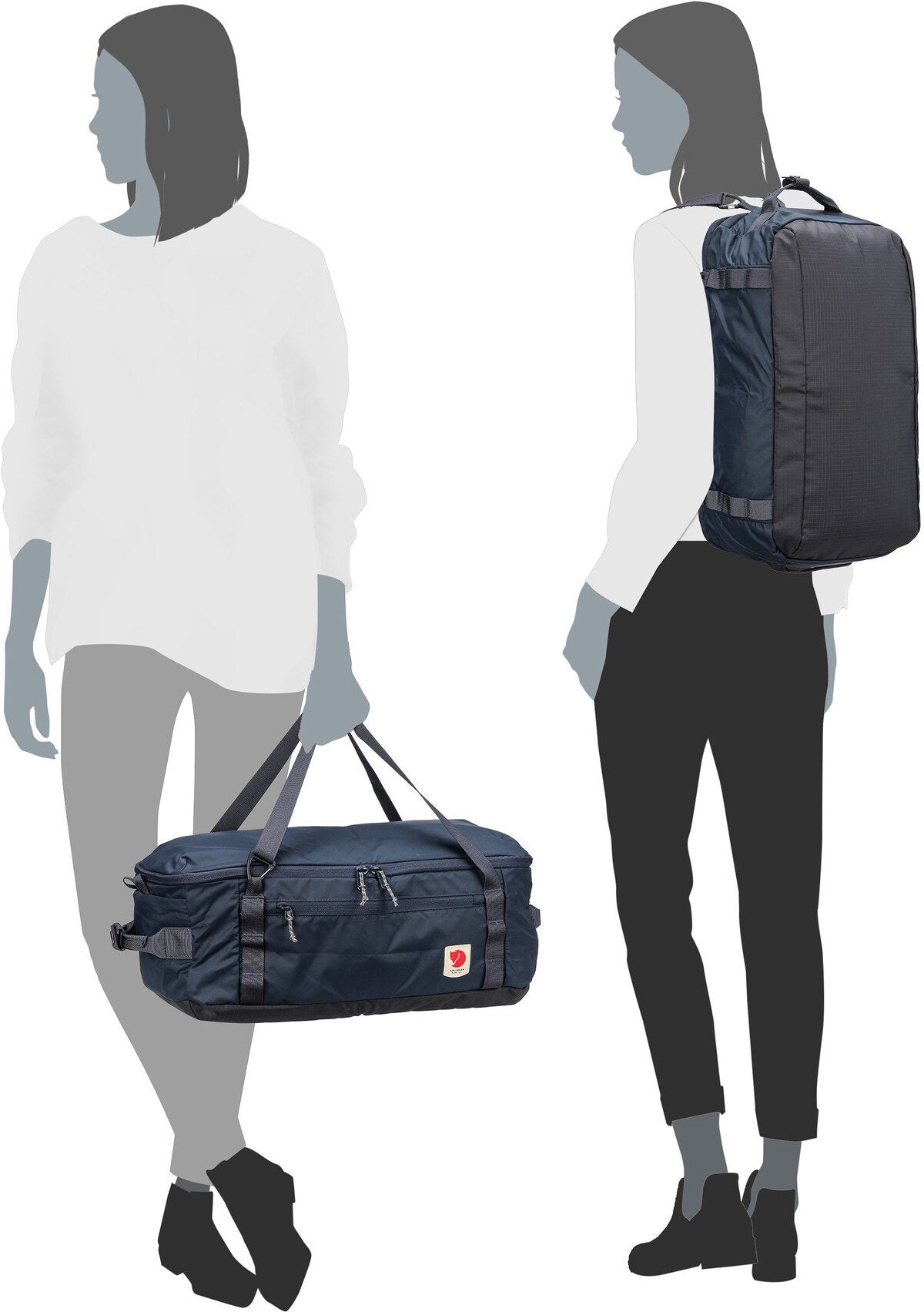 Fjällräven High Coast Duffel 22 Navy Dufflebag – Silhouettenansicht