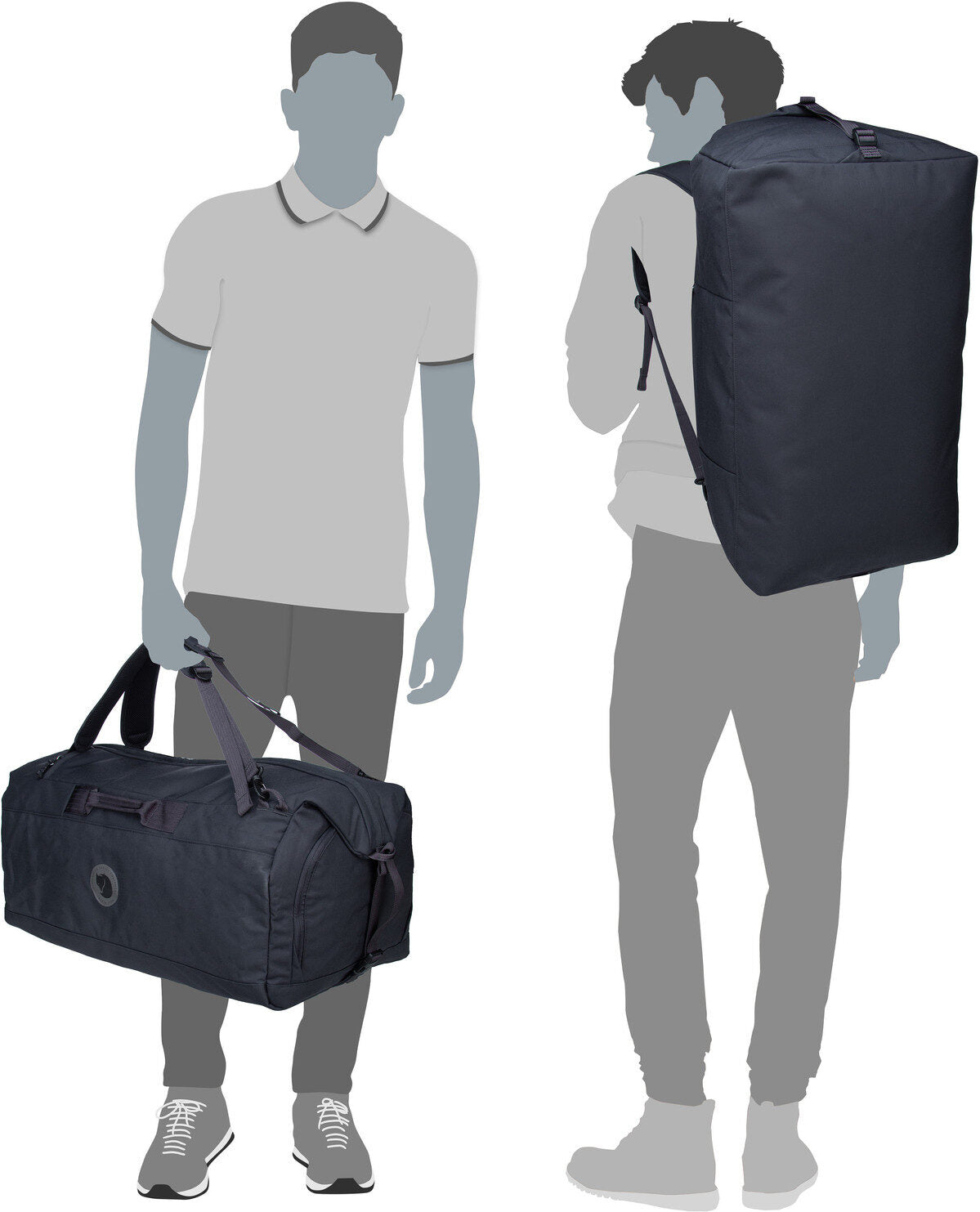 Fjällräven Färden Duffel 80 Coal Black Dufflebag – Silhouettenansicht