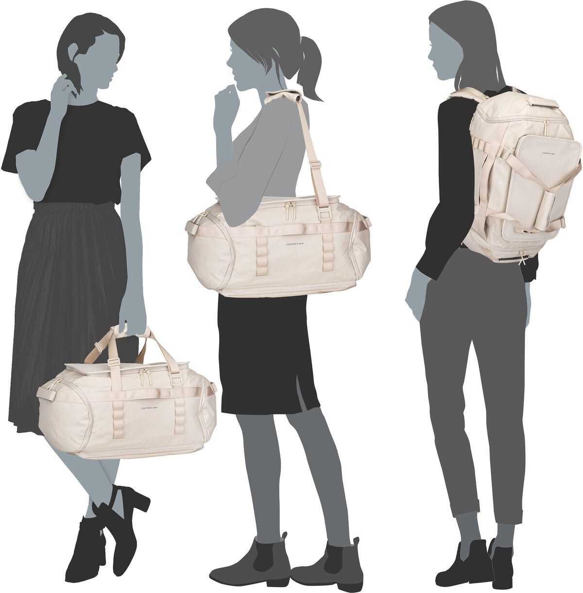 Kapten & Son Lisbon DBP All Black Rucksack – Silhouettenansicht