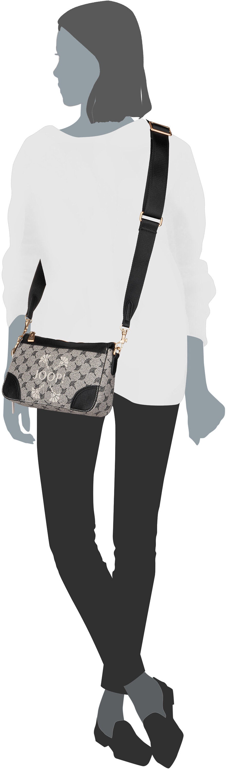Joop Mazzolino Chiaro Jasmina SHZ Black Crossbody Bag – Silhouettenansicht