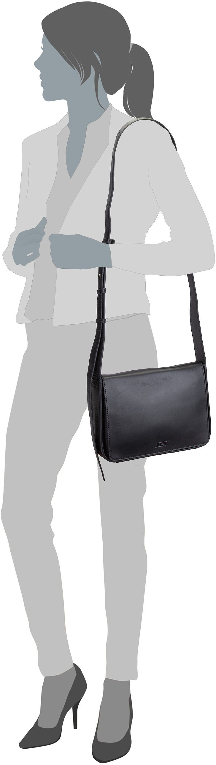 Jost Arva 4304 Schwarz Crossbody Bag – Silhouettenansicht