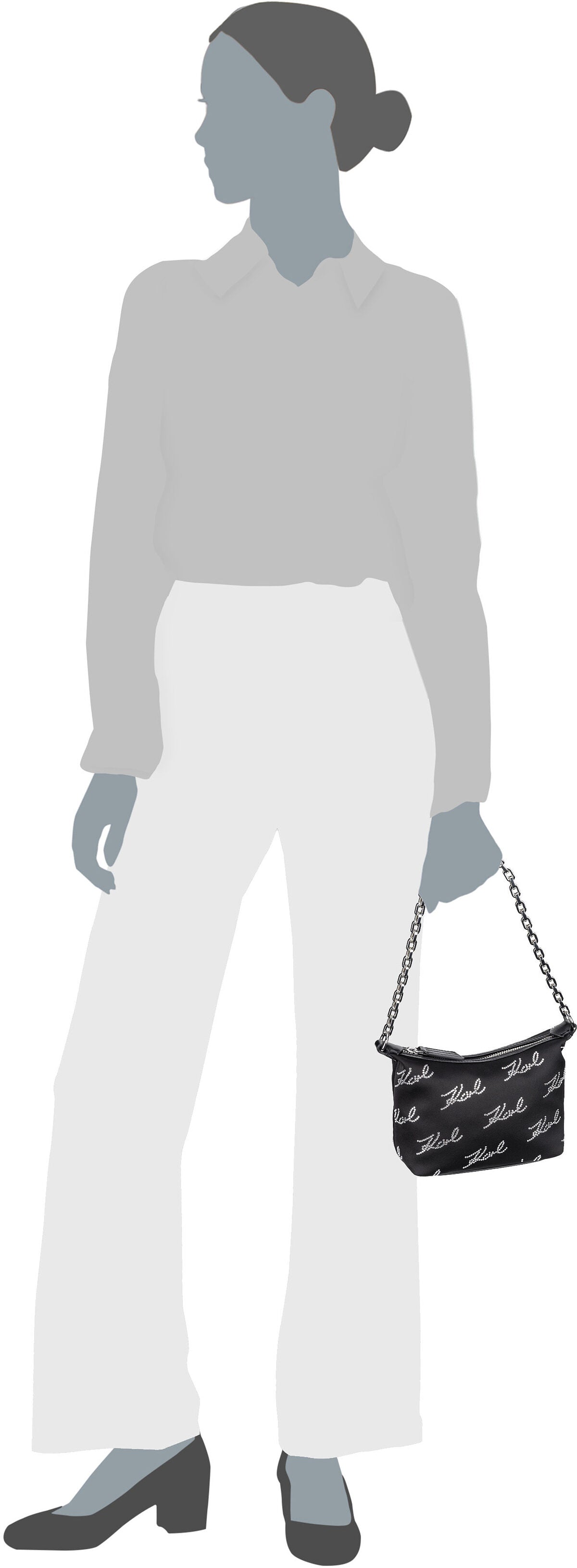 Karl Lagerfeld K/Evening Mini SHB Signatures Black Abendtasche – Silhouettenansicht