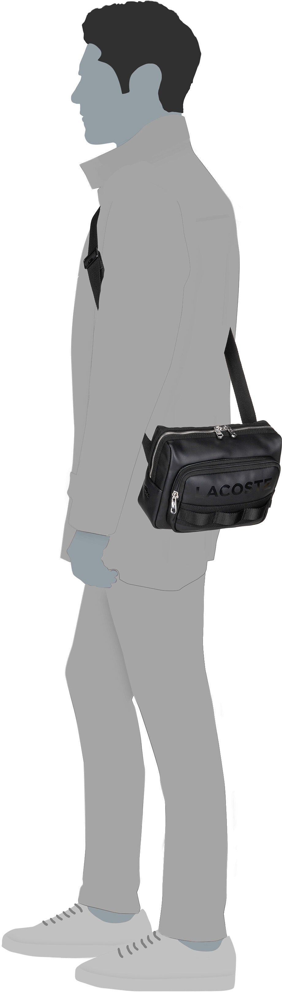 Lacoste Yzio Reporter NH4650YZ Black Crossbody Bag – Silhouettenansicht