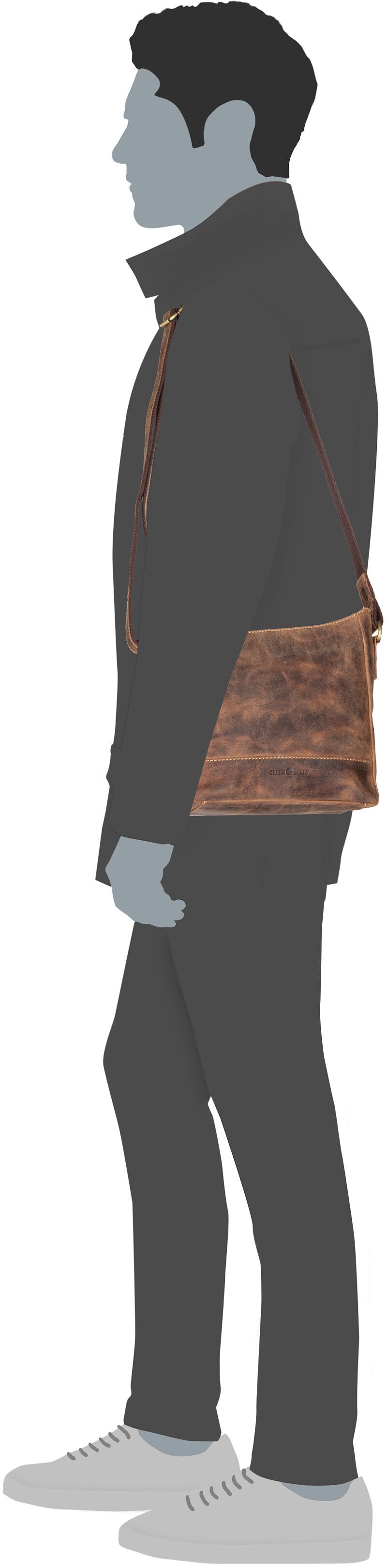 Greenburry Vintage 1532 Sattelbraun Crossbody Bag – Silhouettenansicht